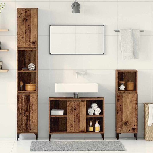 Badezimmermöbel Set mit Regal 3 pcs Altholz Holzwerkstoff