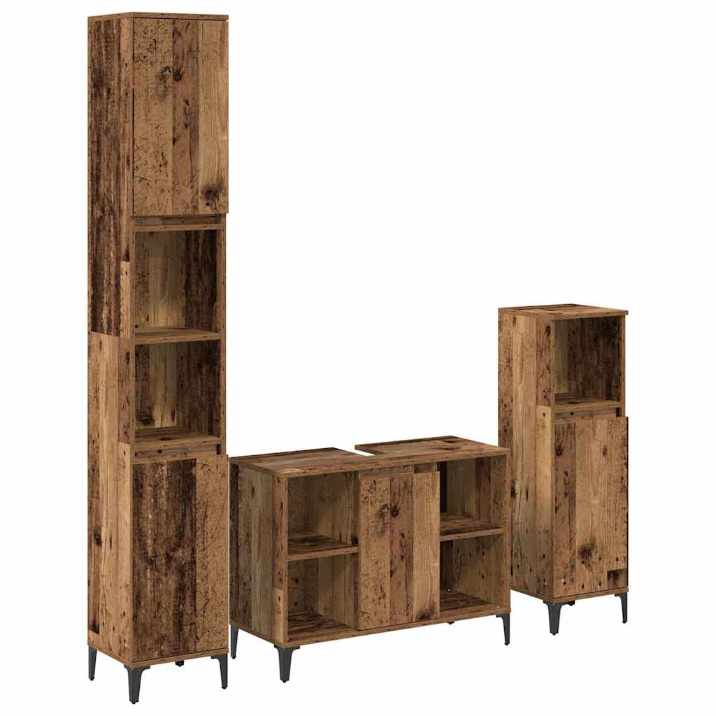 Badezimmermöbel Set mit Regal 3 pcs Altholz Holzwerkstoff