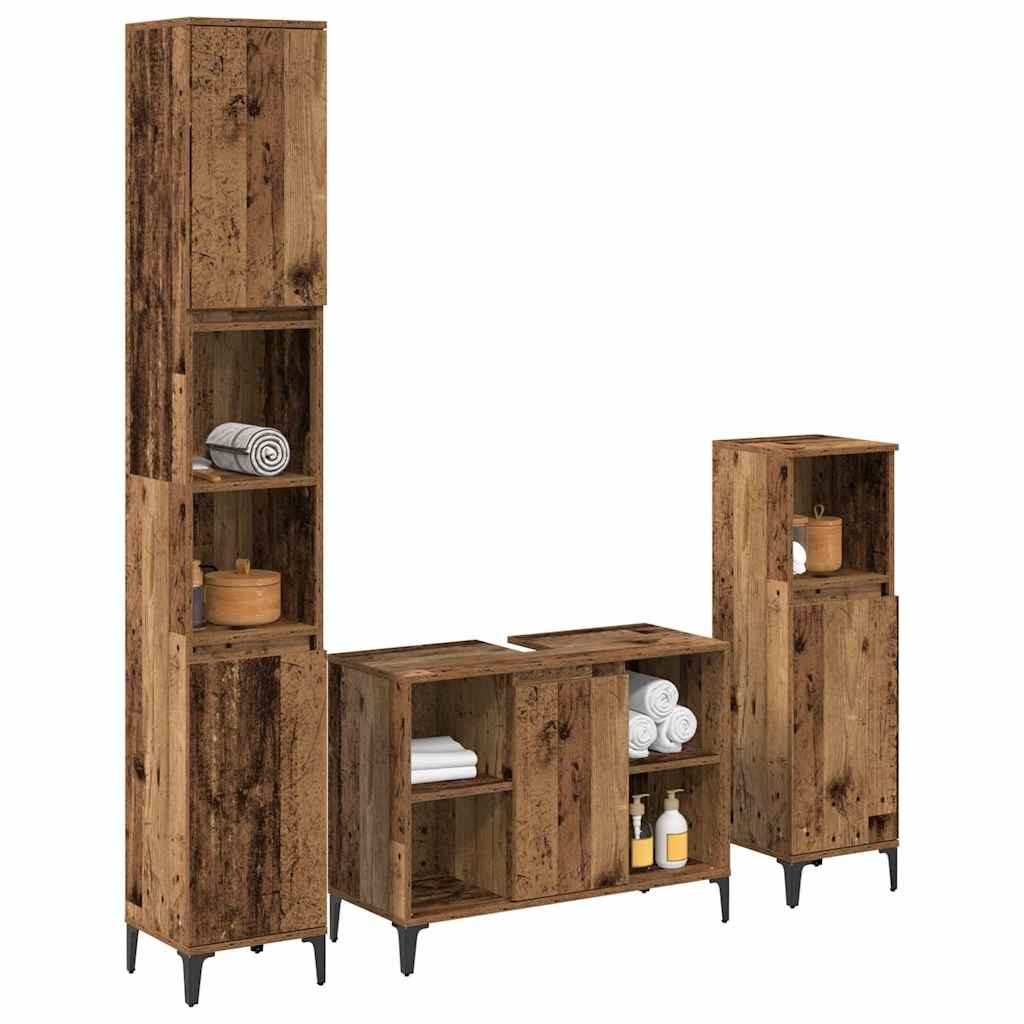 Badezimmermöbel Set mit Regal 3 pcs Altholz Holzwerkstoff