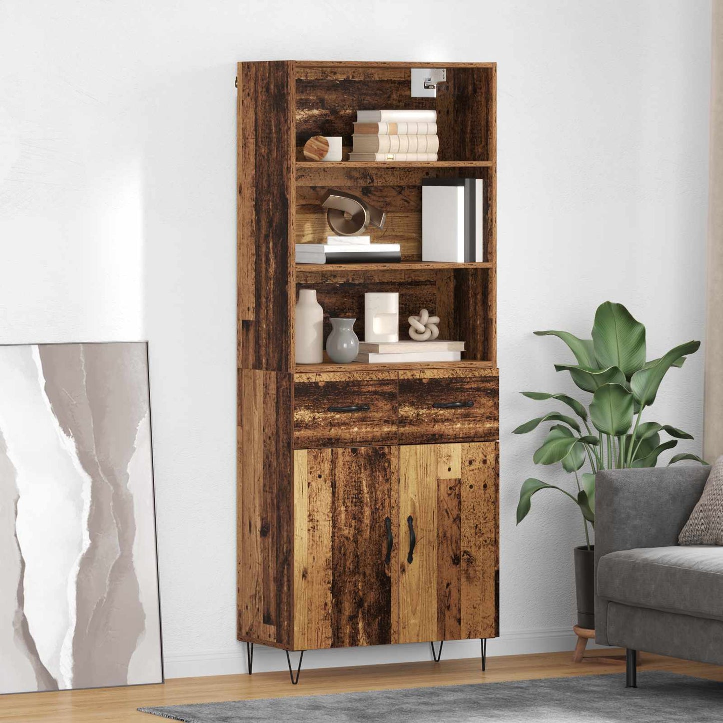 Highboard 2 stk. Altholz 69,5 x 34 x 180 cm