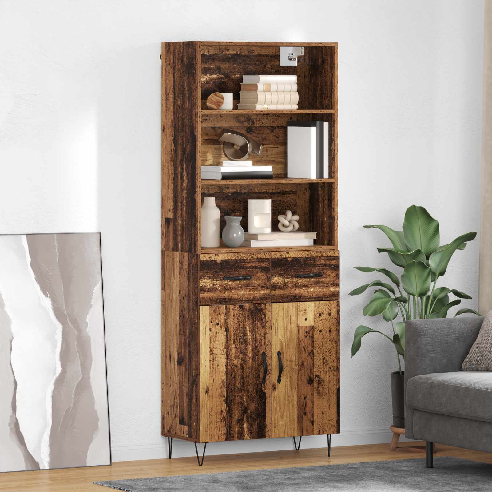 Highboard 2 stk. Altholz 69,5 x 34 x 180 cm