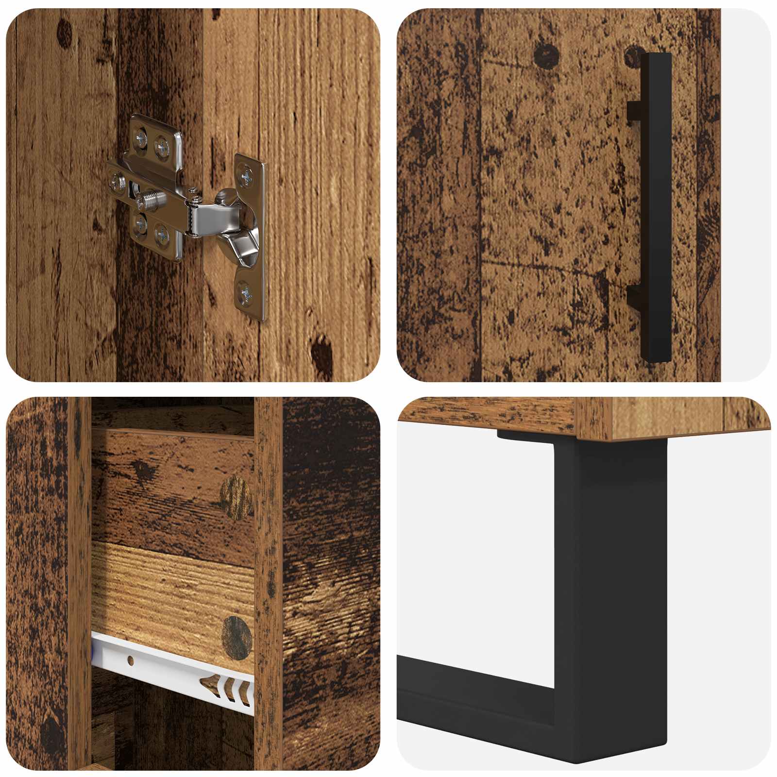 Highboard Altholz 69,5 x 34 x 180 cm Holzwerkstoff