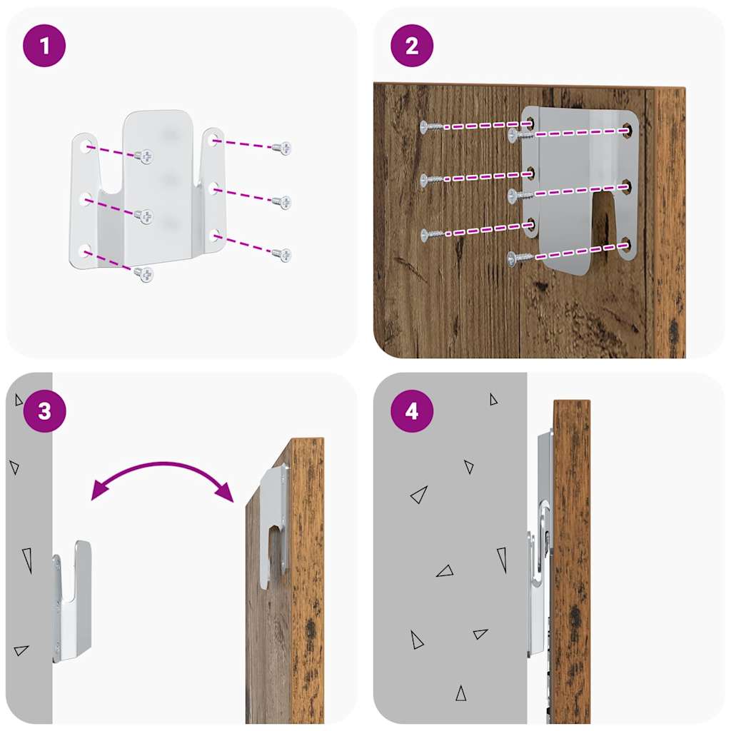 Kopfteil mit Schrank 3 stk. Altholz Holzwerkstoff