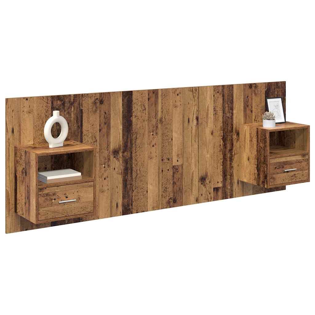 Kopfteil mit Schrank 3 stk. Altholz Holzwerkstoff