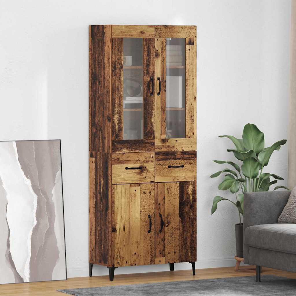 Highboard Altholz 69,5 x 34 x 180 cm Holzwerkstoff