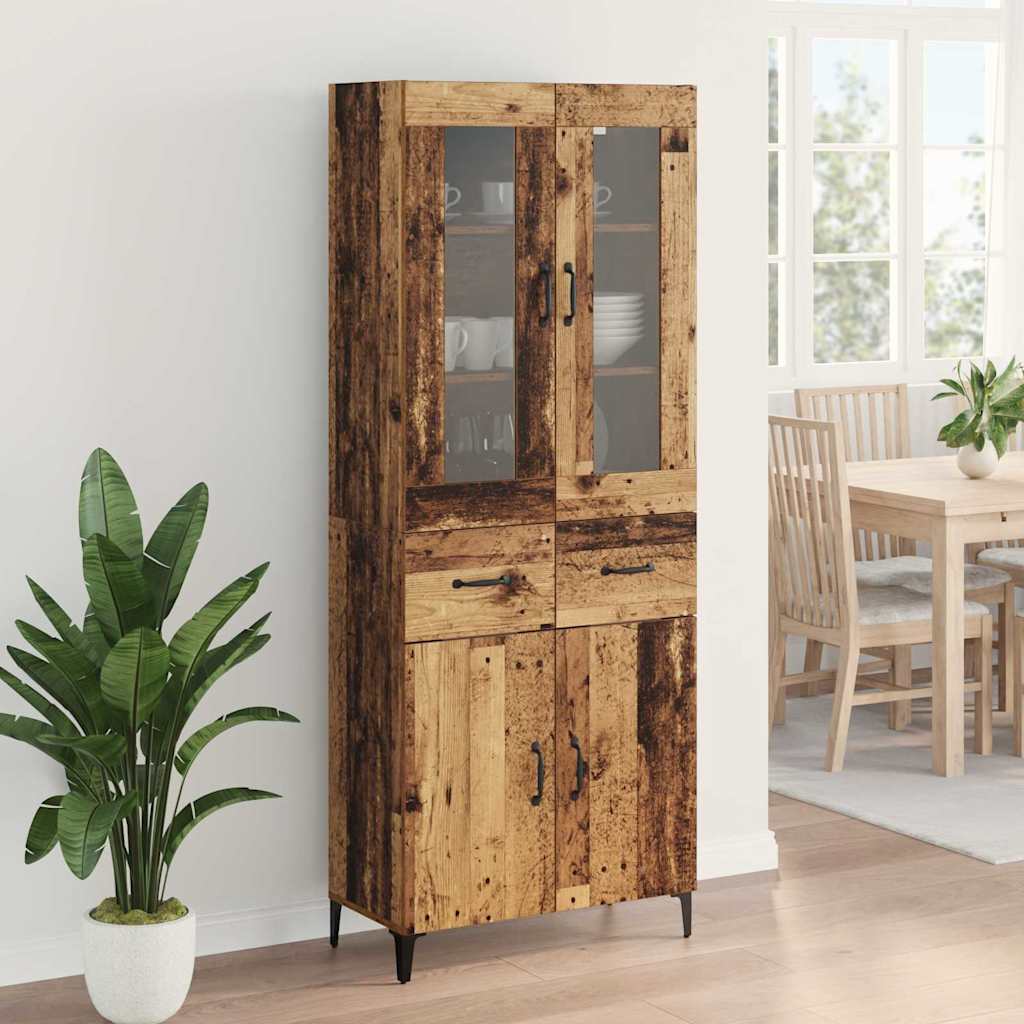 Highboard Altholz 69,5 x 34 x 180 cm Holzwerkstoff