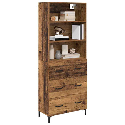 Highboard Altholz 69,5 x 34 x 180 cm Holzwerkstoff