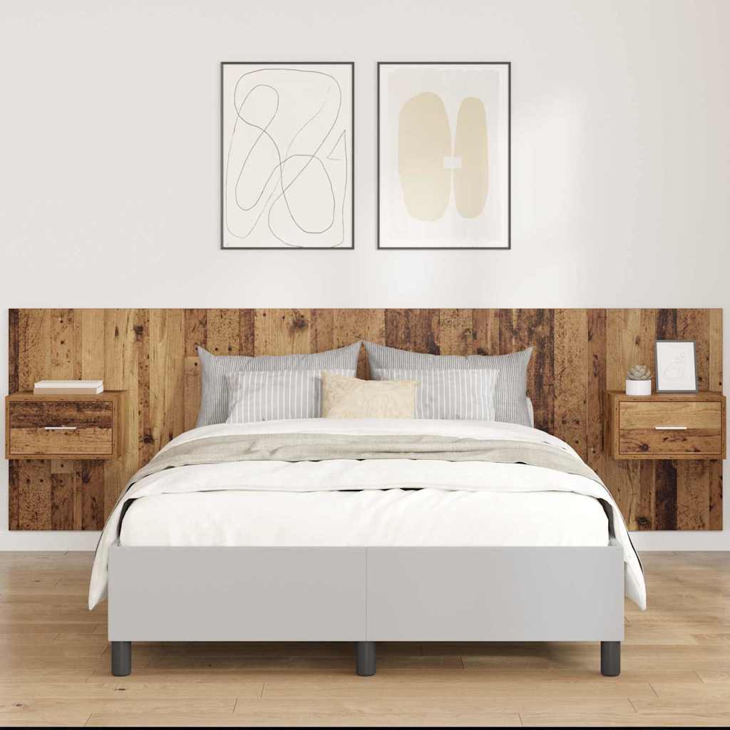 Kopfteil mit Schrank 3 stk. Altholz Holzwerkstoff