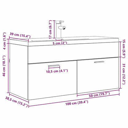 Badezimmerschrank Altholz 100 x 38,5 x 46 cm Holzwerkstoff