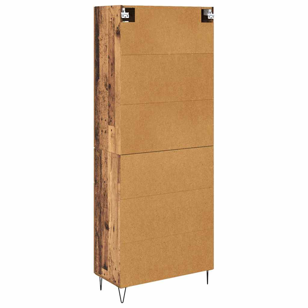 Highboard mit Schubladen 2 pcs Altholz Ingenieurholz und Glas