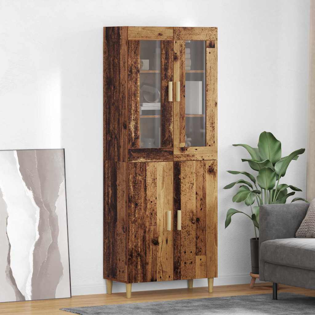 Highboard Altholz 69,5 x 34 x 180 cm Engineered Wood und Glas