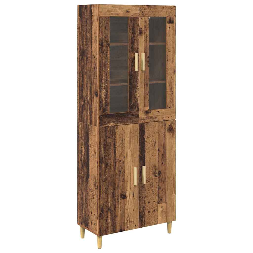 Highboard Altholz 69,5 x 34 x 180 cm Engineered Wood und Glas