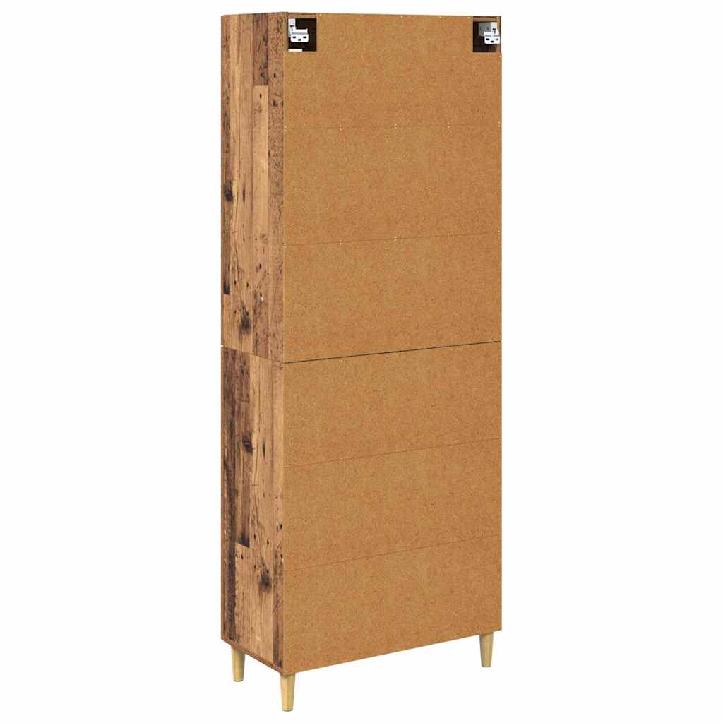 Highboard Altholz 69,5 x 34 x 180 cm Engineered Wood und Glas