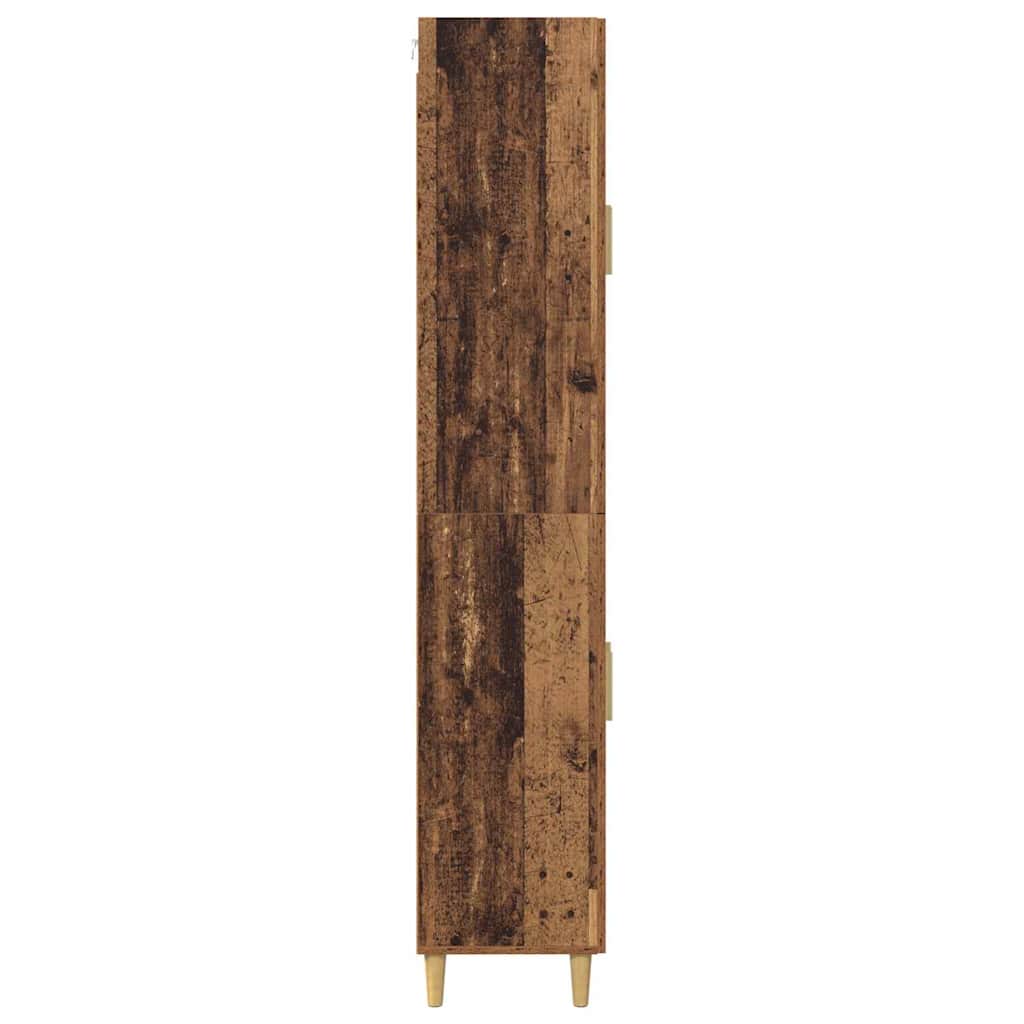 Highboard Altholz 69,5 x 34 x 180 cm Engineered Wood und Glas