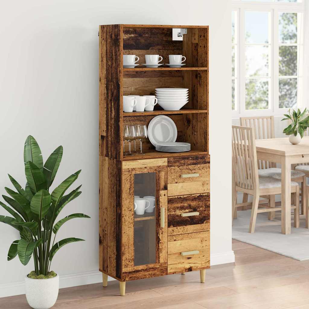 Highboard Altholz 69,5 x 34 x 180 cm Holzwerkstoff