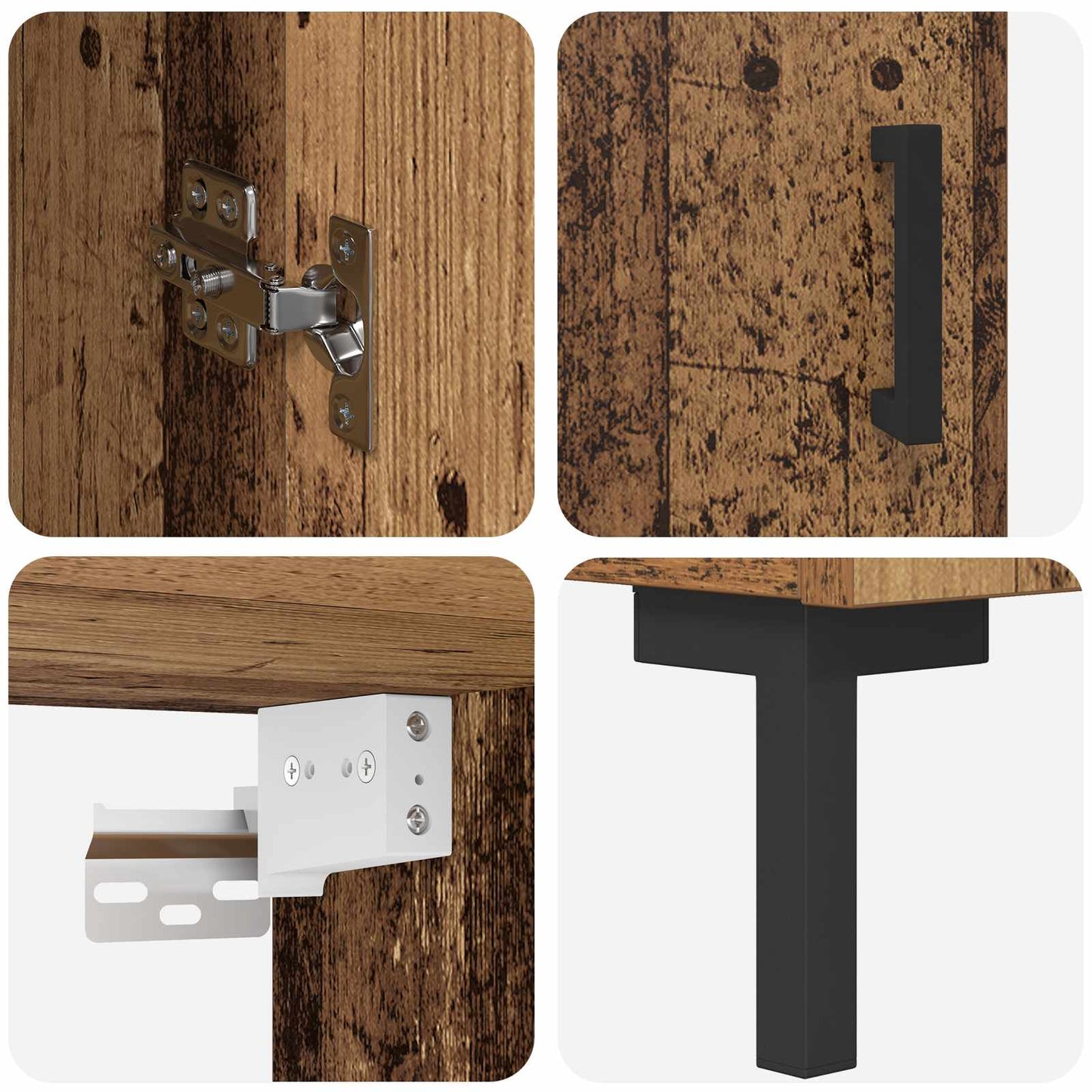 Highboard Altholz 34,5 x 34 x 180 cm Holzwerkstoff