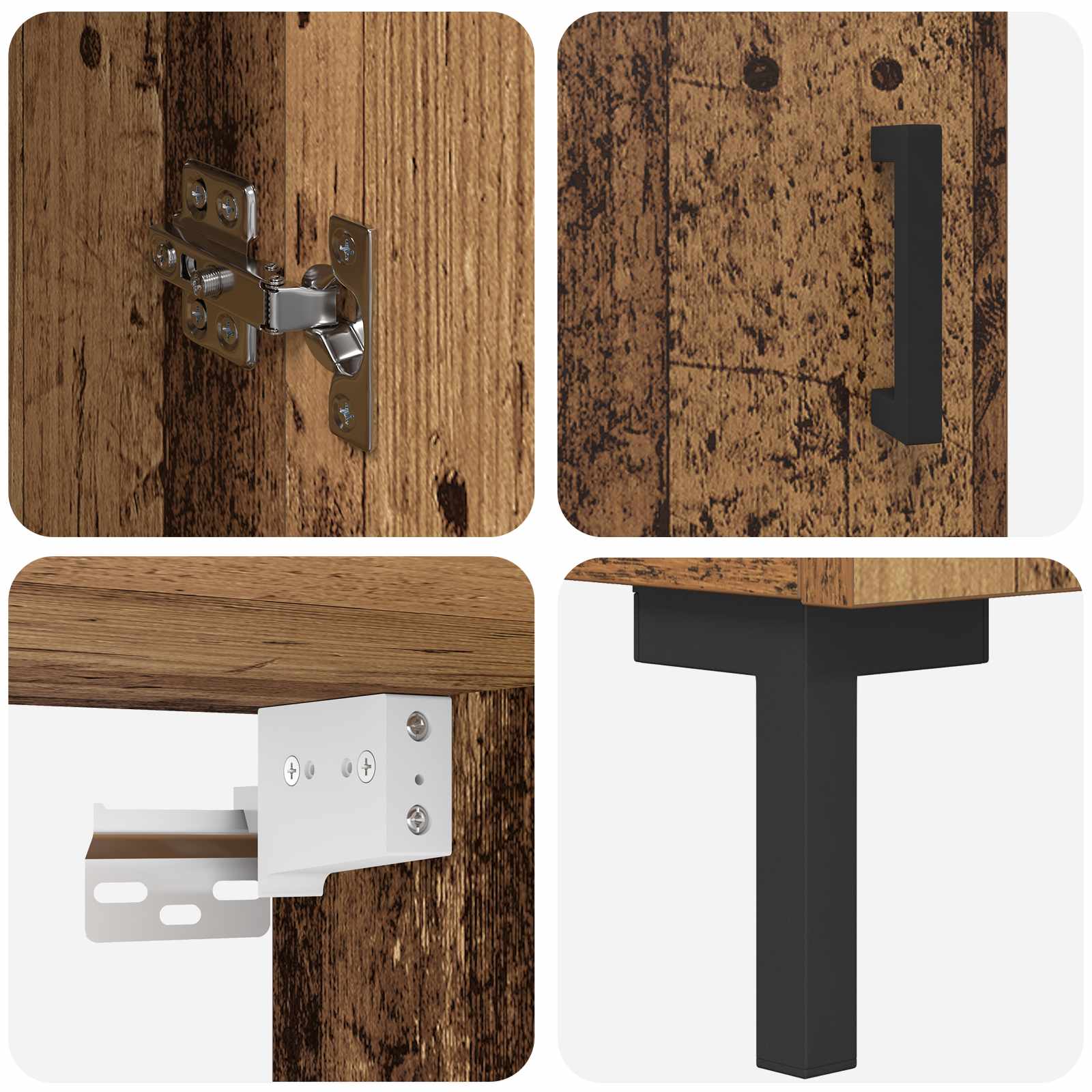 Highboard Altholz 34,5 x 34 x 180 cm Holzwerkstoff