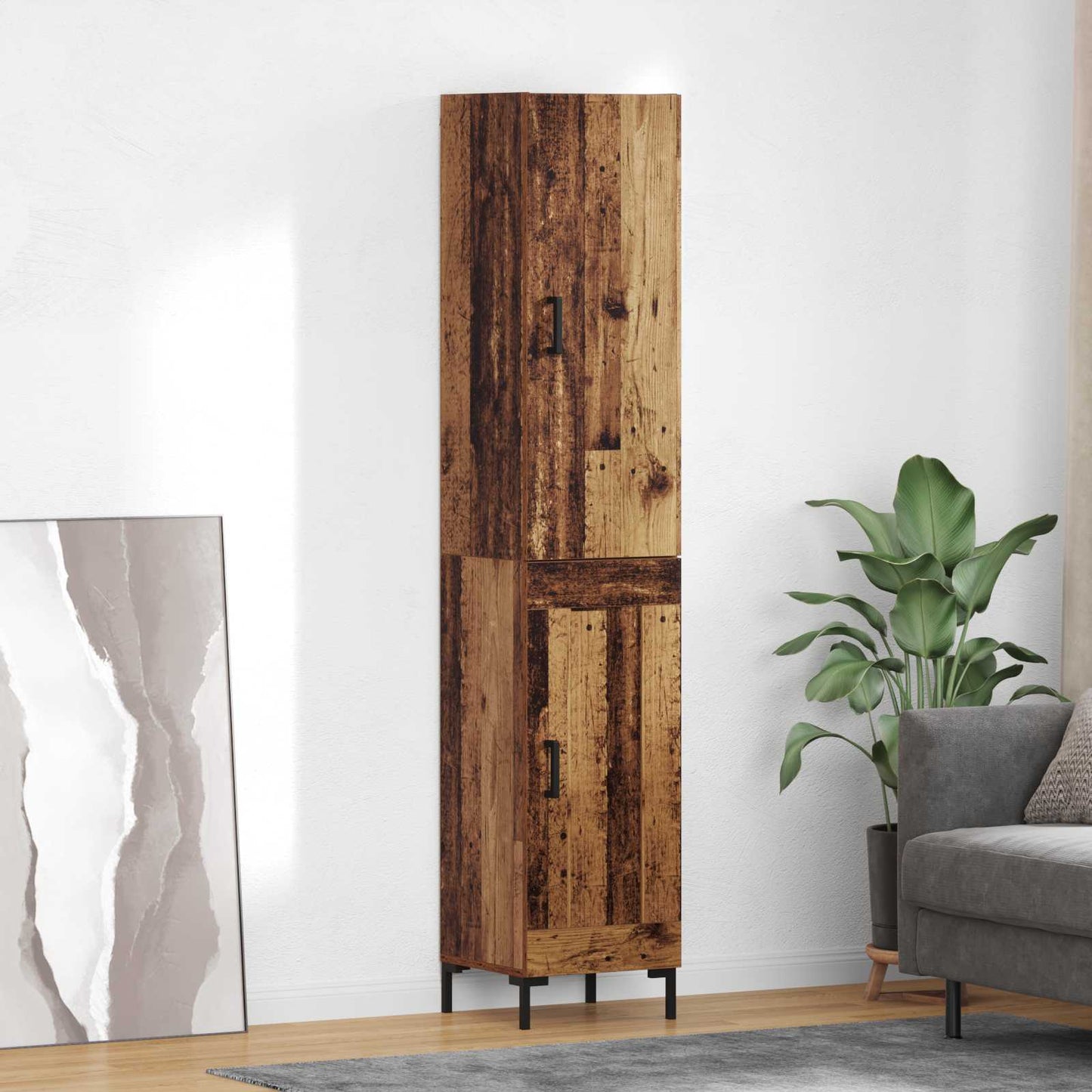 Highboard Altholz 34,5 x 34 x 180 cm Holzwerkstoff