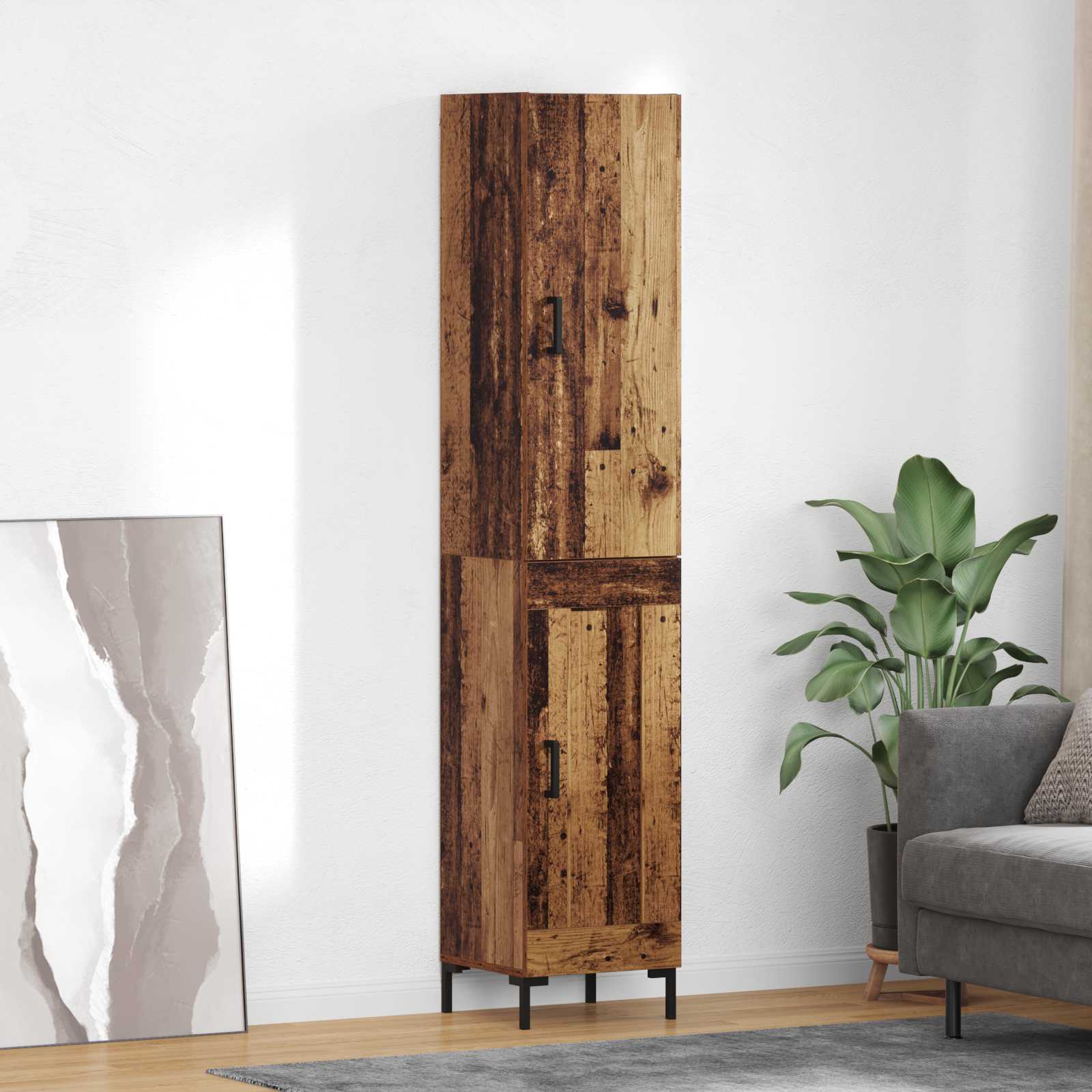 Highboard Altholz 34,5 x 34 x 180 cm Holzwerkstoff