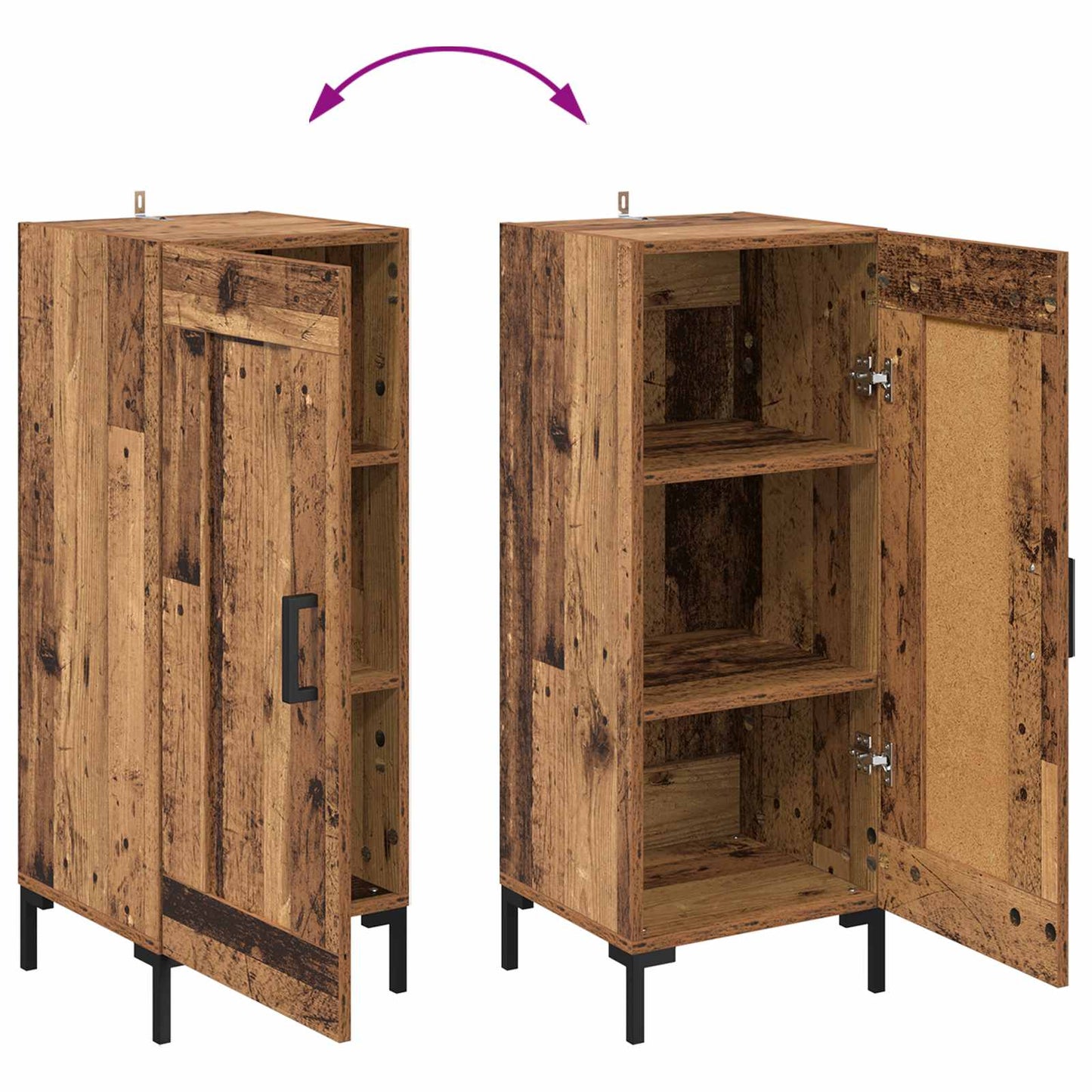 Highboard Altholz 34,5 x 34 x 180 cm Holzwerkstoff