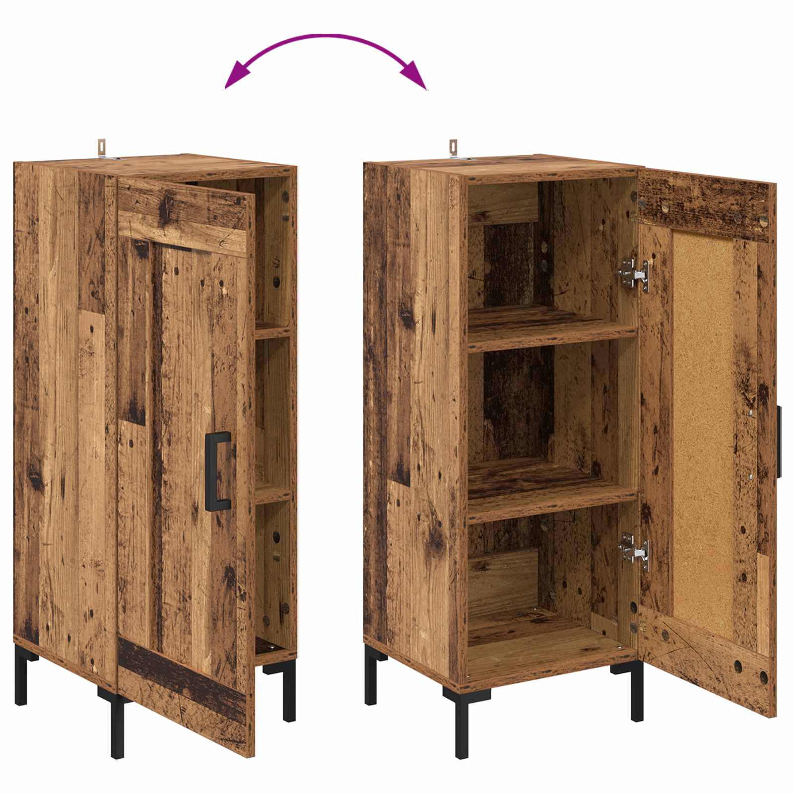 Highboard Altholz 34,5 x 34 x 180 cm Holzwerkstoff