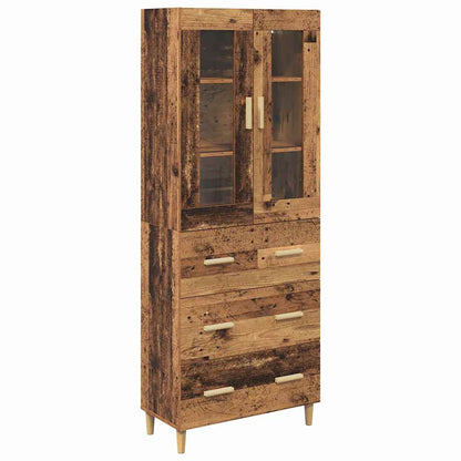 Highboard Altholz 69,5 x 34 x 180 cm Engineered Wood und Glas