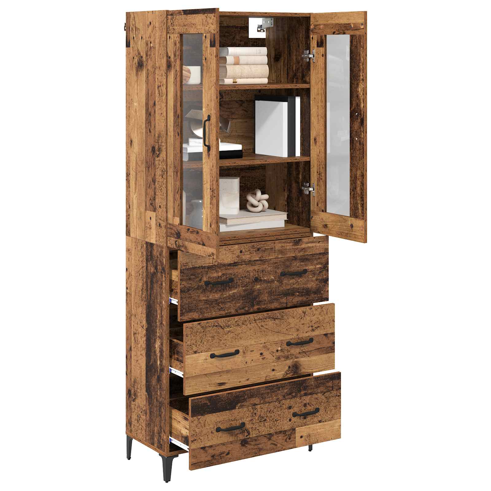 Highboard Wandmontiert Altholz 69,5 x 34 x 180 cm Holzwerkstoff
