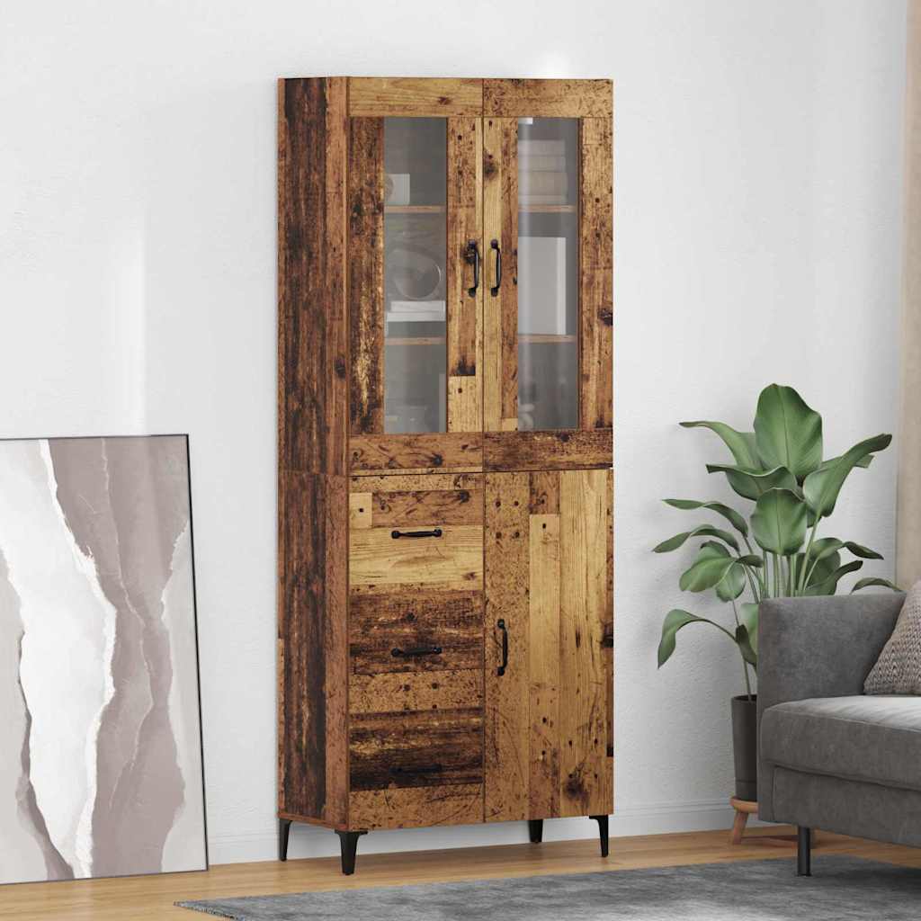 Highboard Wandmontiert Altholz 69,5 x 34 x 180 cm Holzwerkstoff