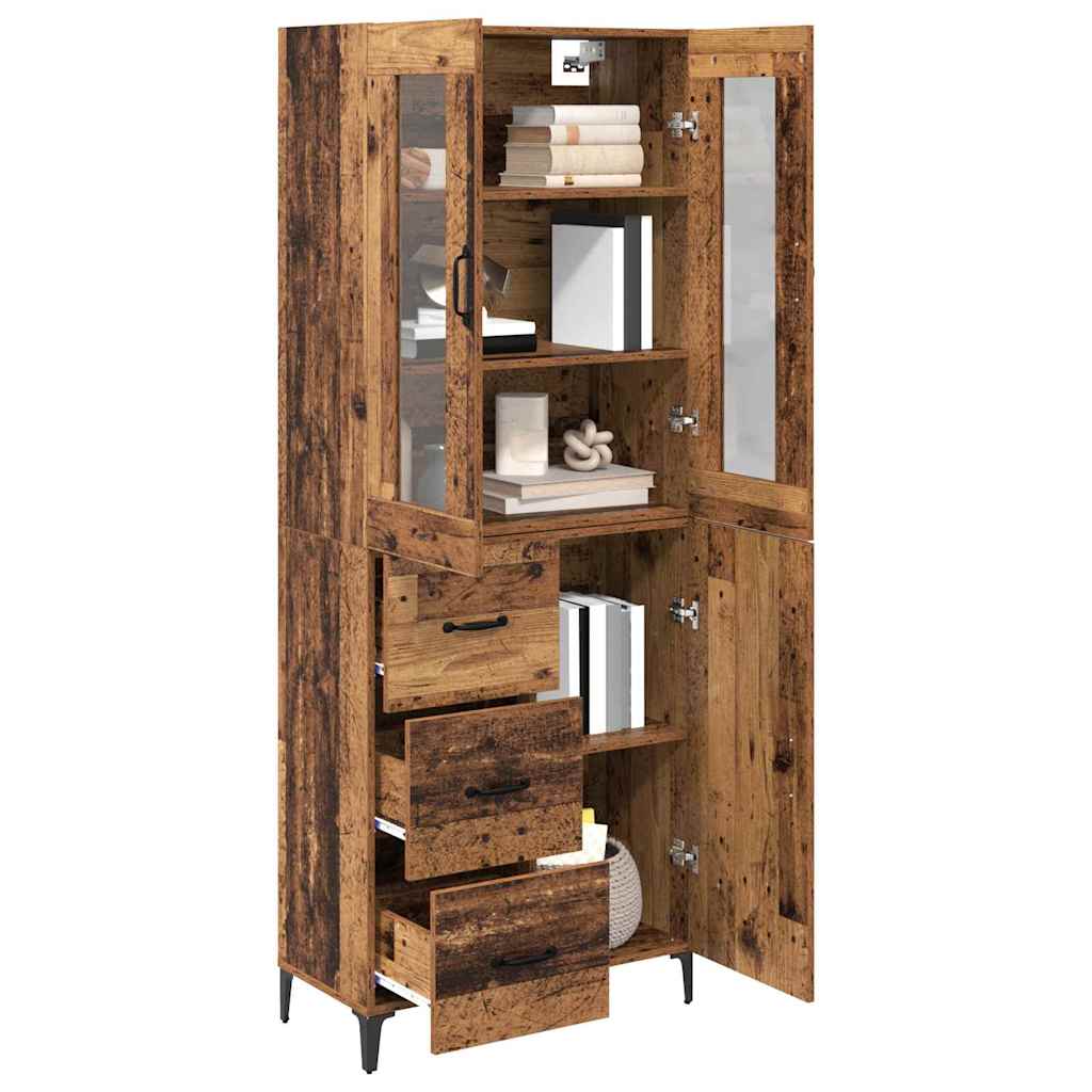 Highboard Wandmontiert Altholz 69,5 x 34 x 180 cm Holzwerkstoff