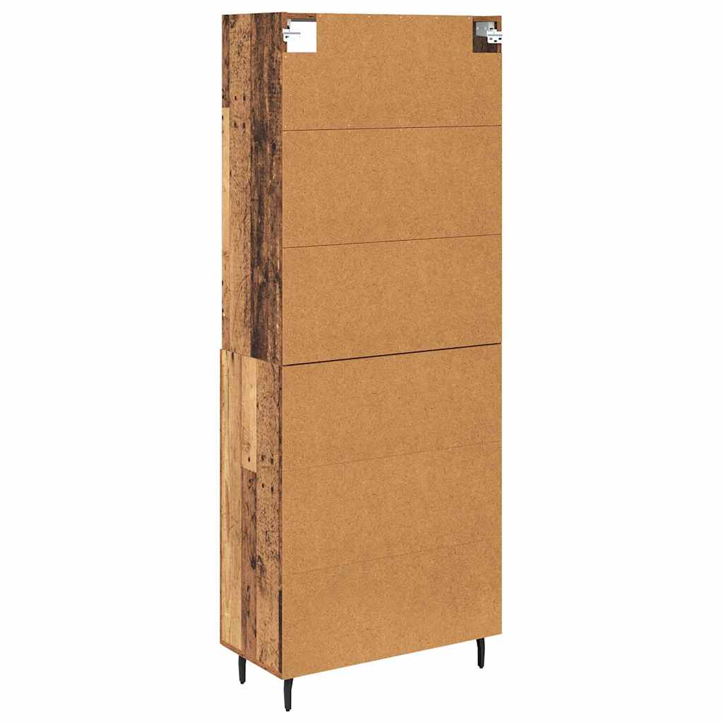 Highboard Altholz 69,5 x 34 x 180 cm Engineered Wood und Glas