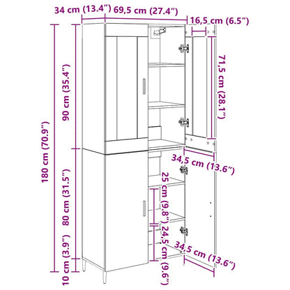 Highboard 2 stk. Altholz 69,5 x 34 x 180 cm Holzwerkstoff