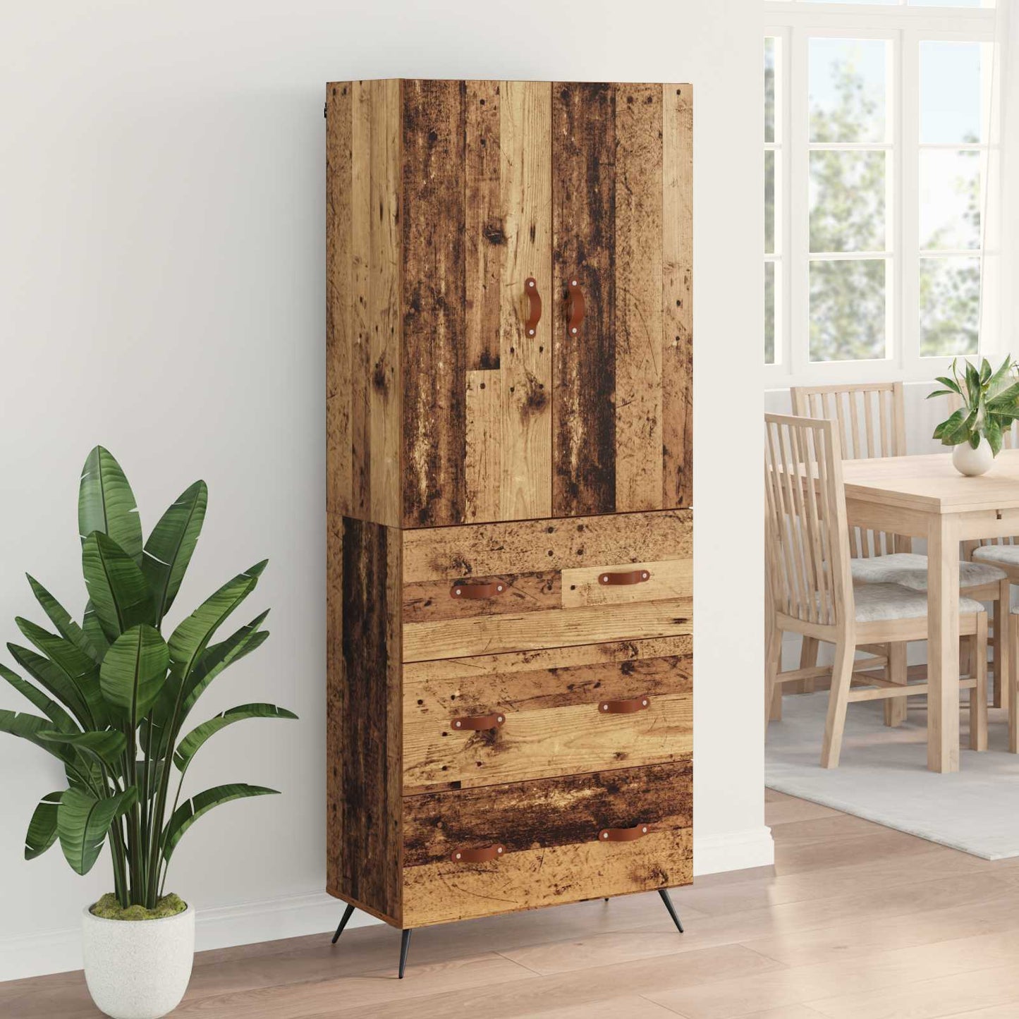 Highboard Altholz 69,5 x 34 x 180 cm Holzwerkstoff