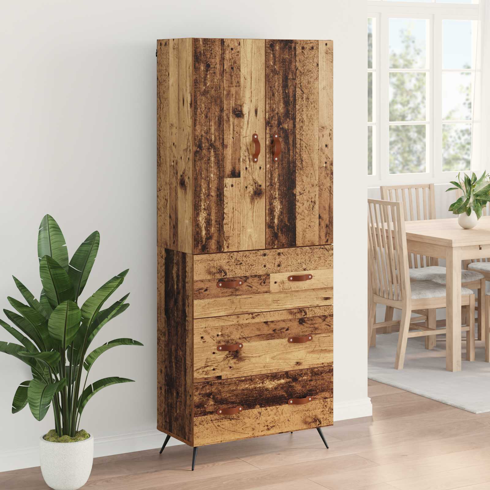 Highboard Altholz 69,5 x 34 x 180 cm Holzwerkstoff