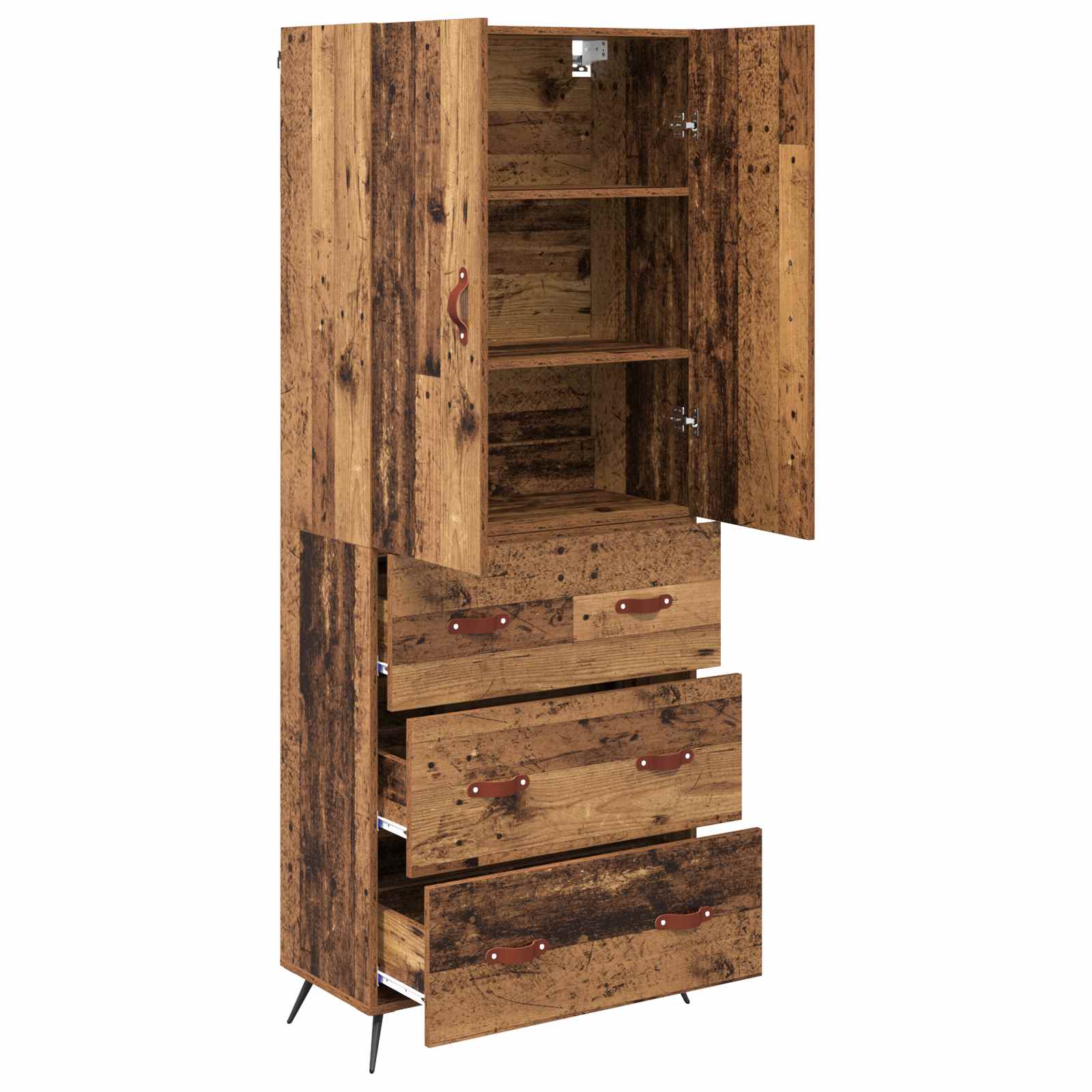 Highboard Altholz 69,5 x 34 x 180 cm Holzwerkstoff