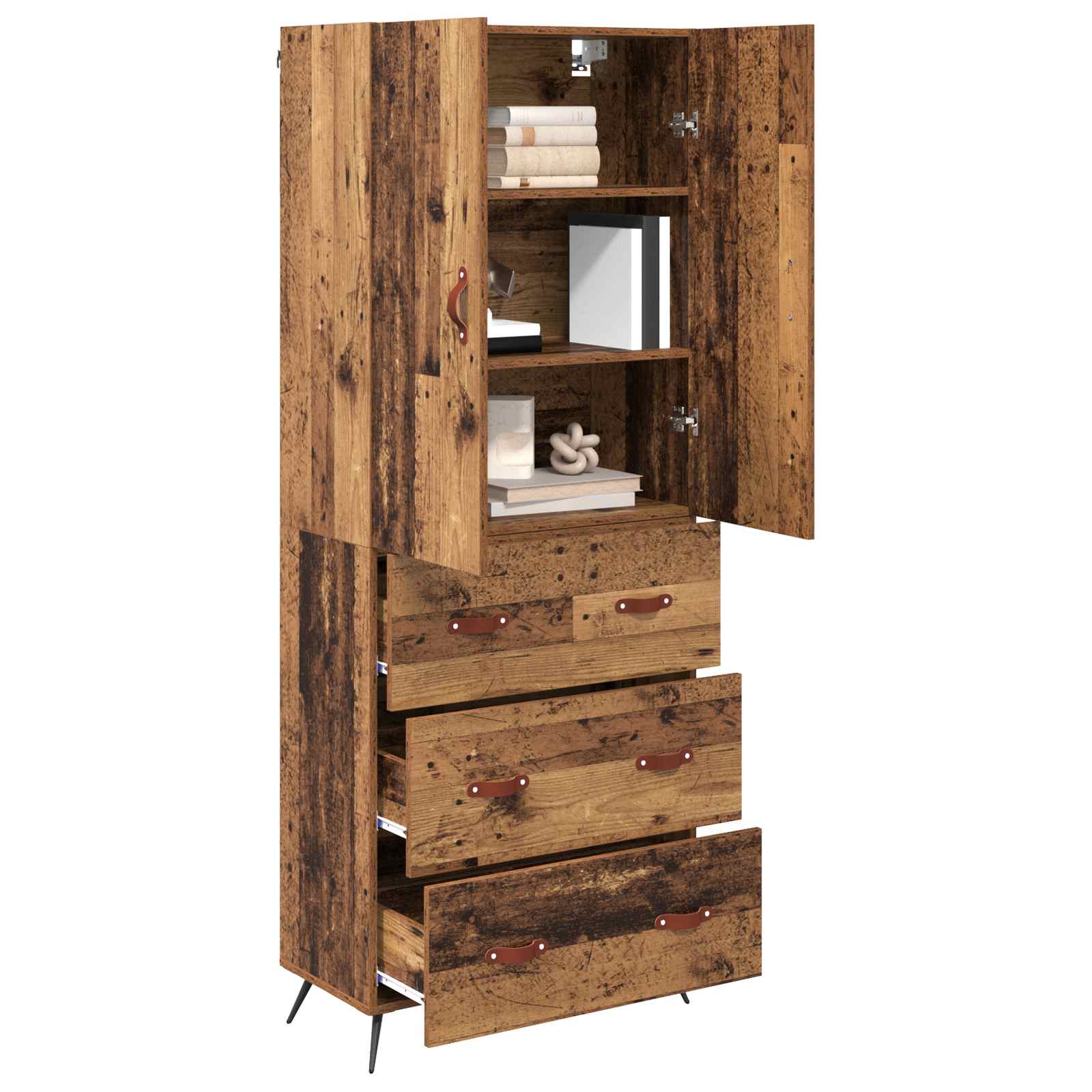 Highboard Altholz 69,5 x 34 x 180 cm Holzwerkstoff