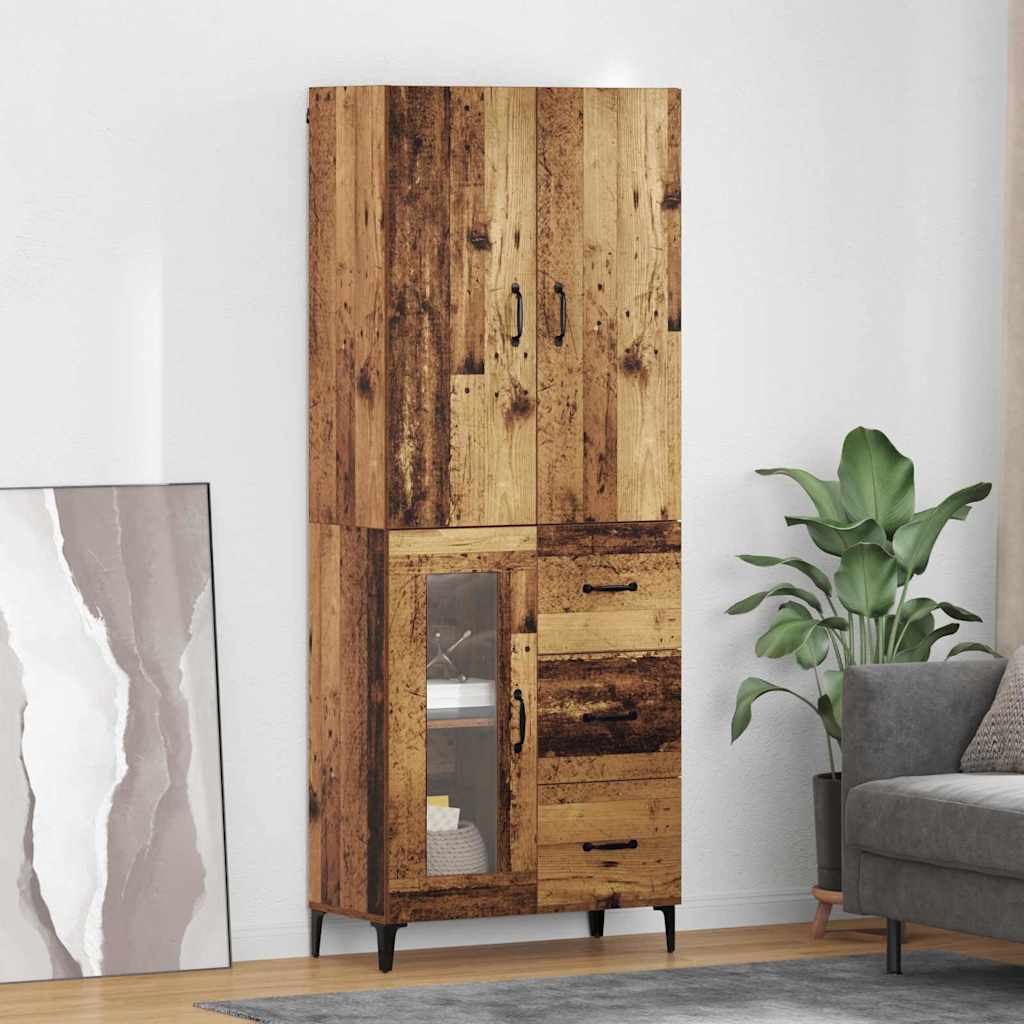 Highboard Altholz 69,5 x 34 x 180 cm Holzwerkstoff