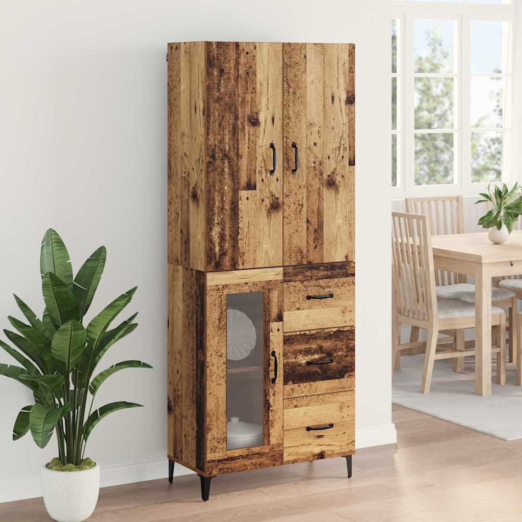 Highboard Altholz 69,5 x 34 x 180 cm Holzwerkstoff