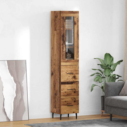 Highboard Altholz 34,5 x 34 x 180 cm Holzwerkstoff
