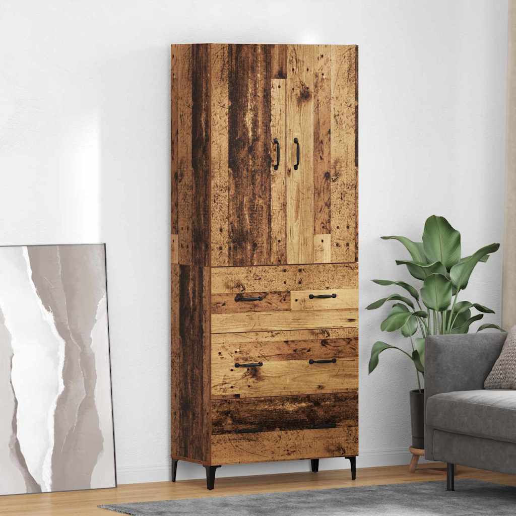 Highboard Altholz 69,5 x 34 x 180 cm Holzwerkstoff