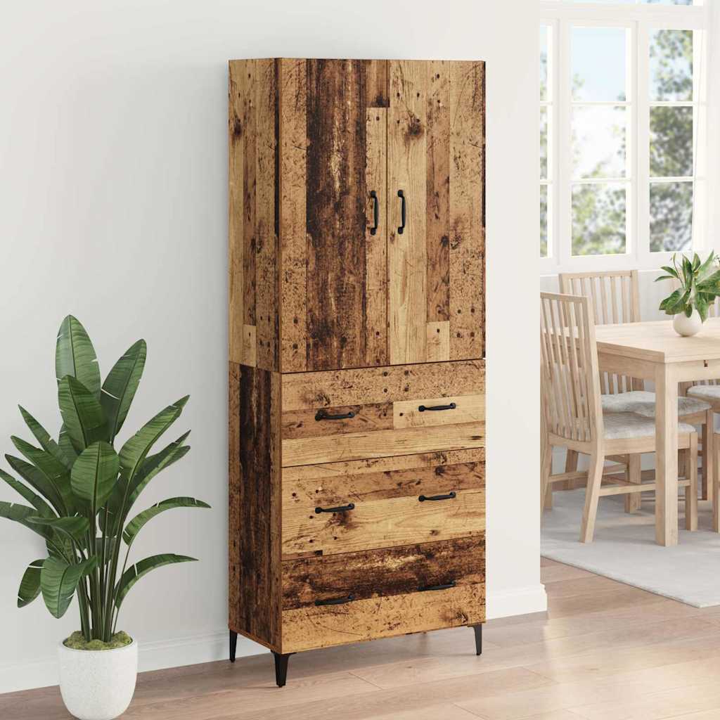 Highboard Altholz 69,5 x 34 x 180 cm Holzwerkstoff