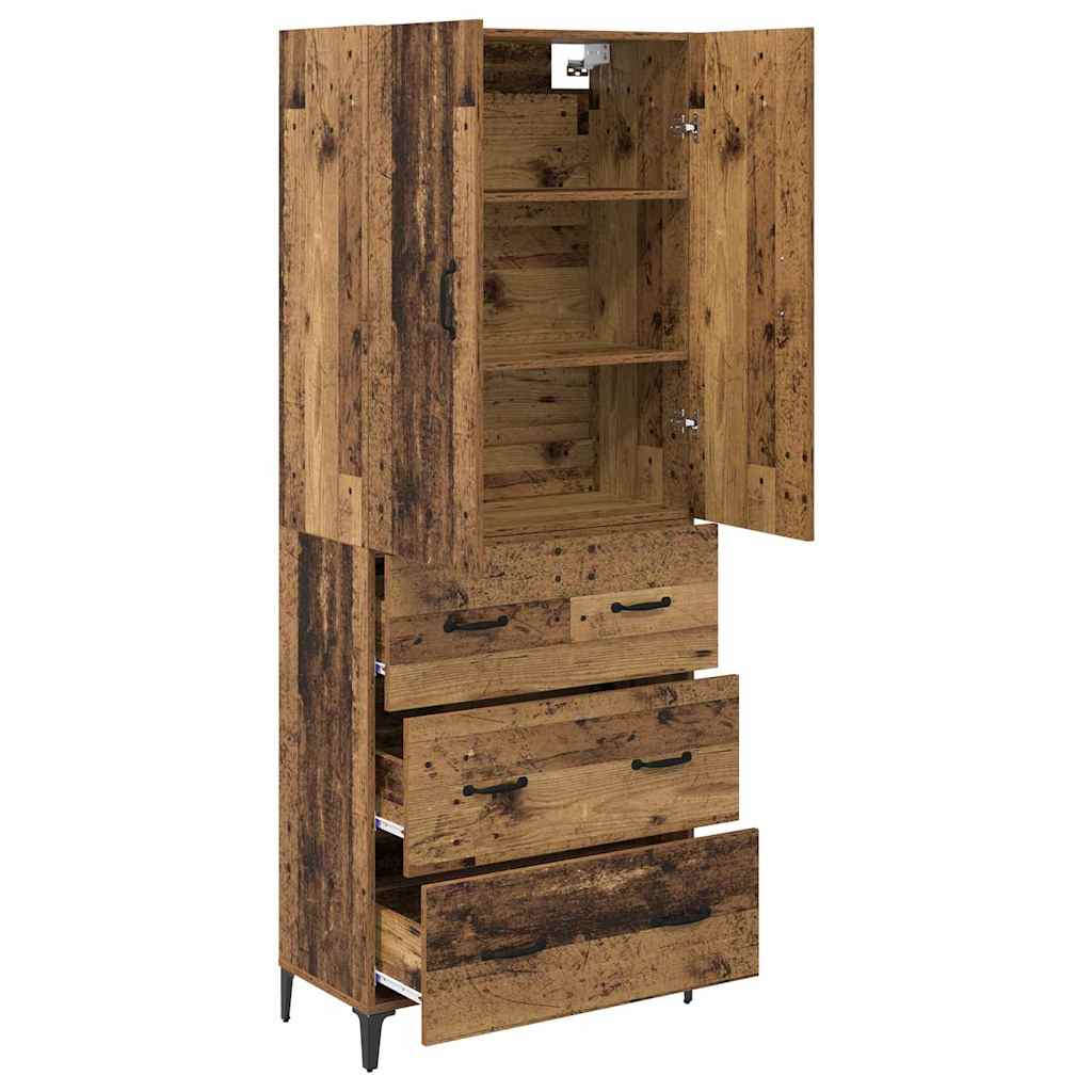 Highboard Altholz 69,5 x 34 x 180 cm Holzwerkstoff