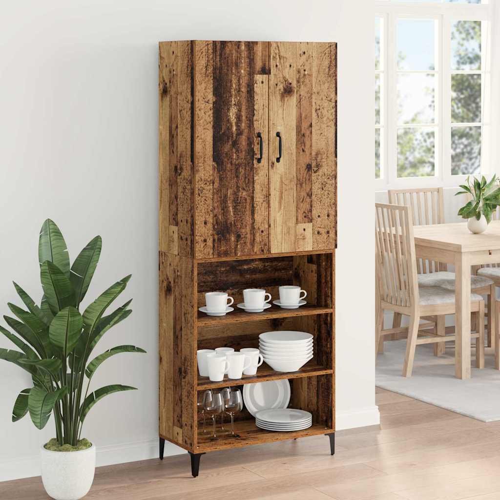 Highboard Altholz 69,5 x 34 x 180 cm Holzwerkstoff