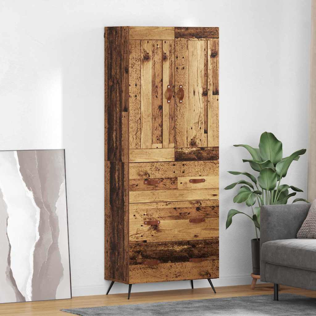 Highboard Altholz 69,5 x 34 x 180 cm Holzwerkstoff