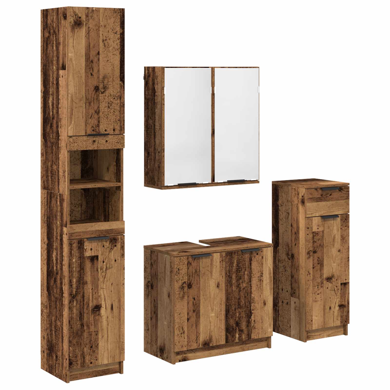 Badezimmermöbel-Set 4 stk. Altholz 64,5 x 33,5 x 59 cm