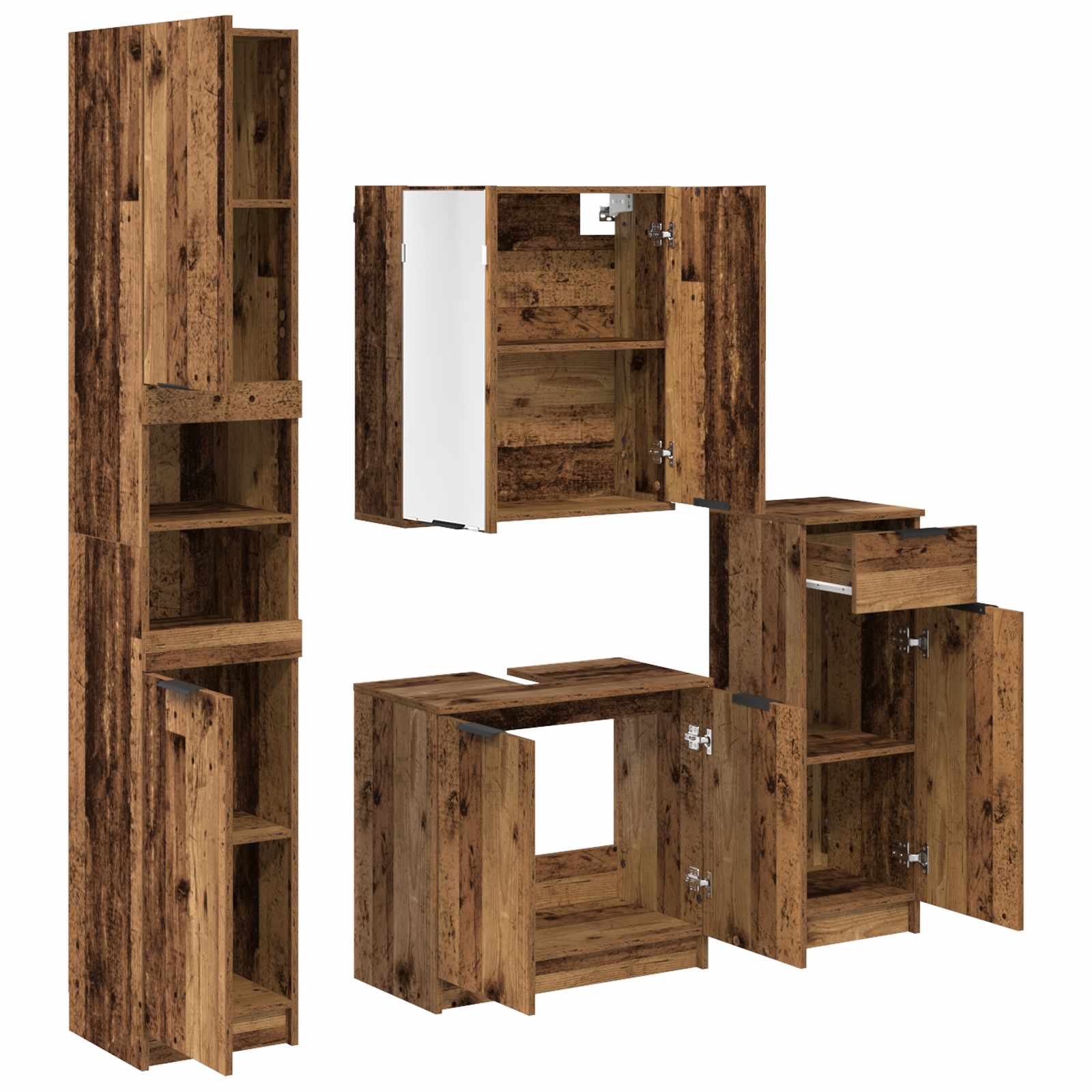 Badezimmermöbel-Set 4 stk. Altholz 64,5 x 33,5 x 59 cm