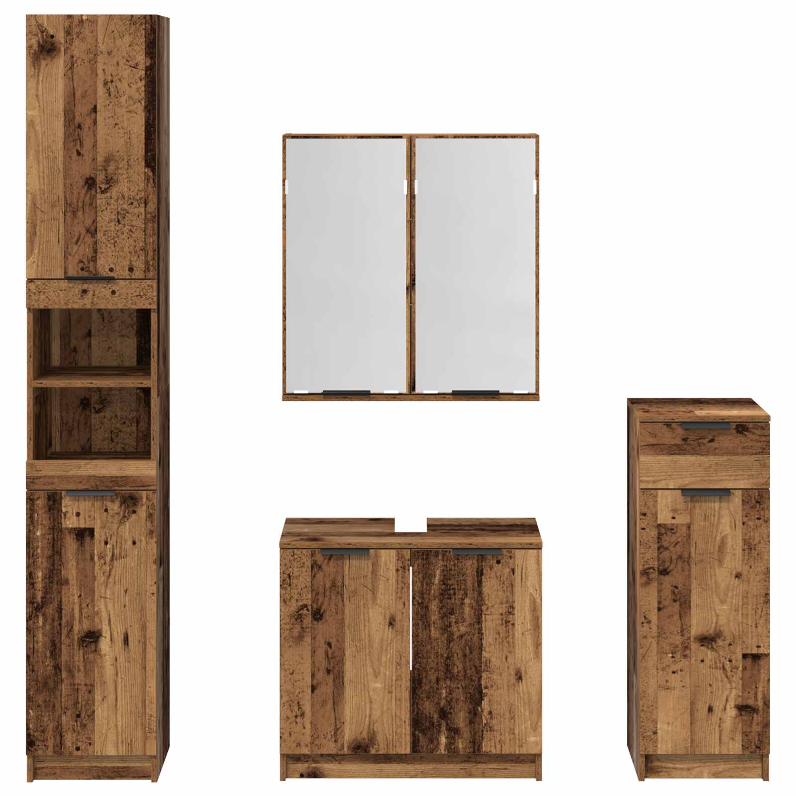 Badezimmermöbel-Set 4 stk. Altholz 64,5 x 33,5 x 59 cm
