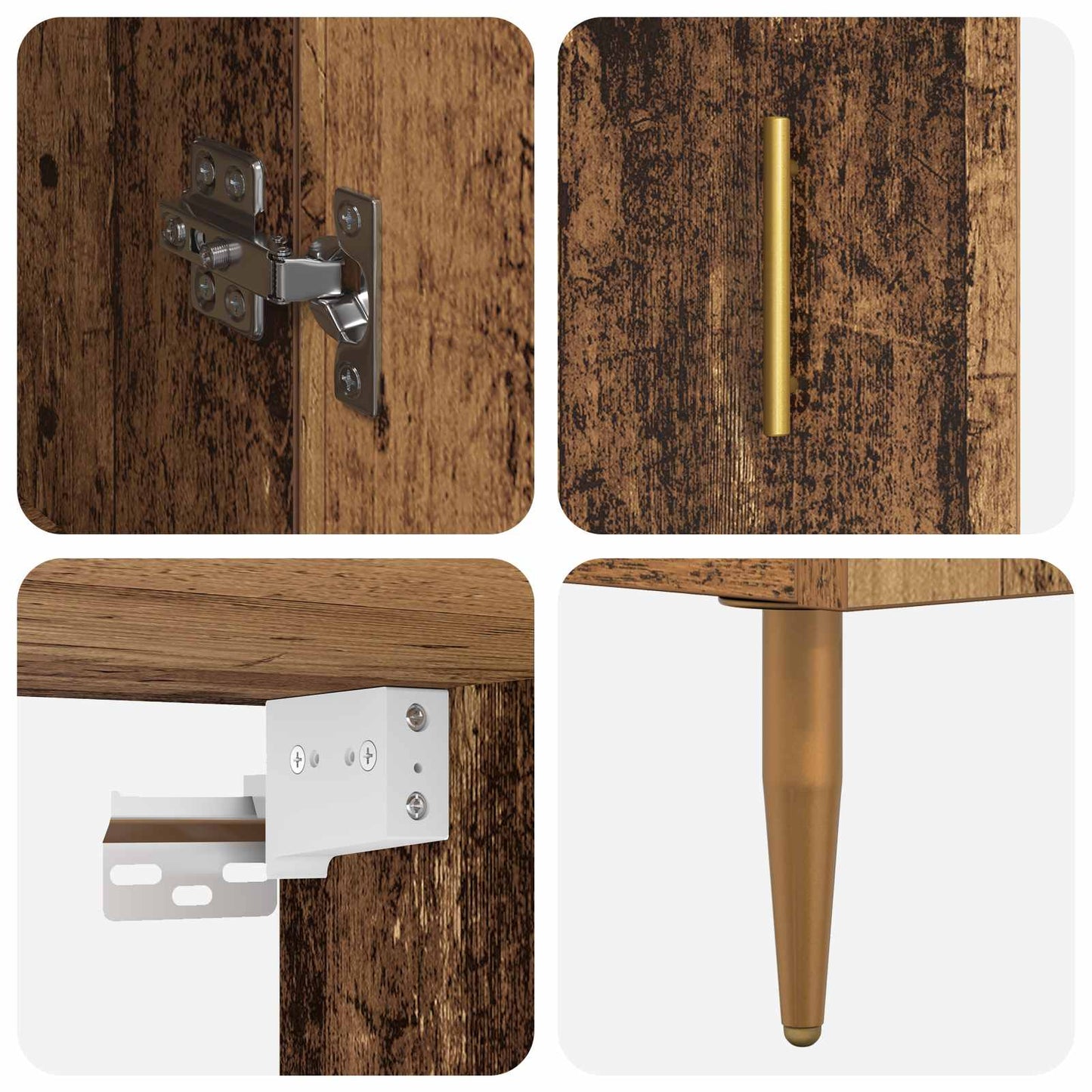 Highboard Altholz 69,5 x 34 x 180 cm Holzwerkstoff