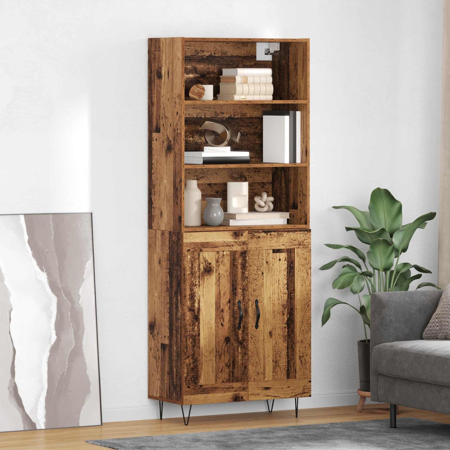 Highboard 2 pcs Altholz Holzwerkstoff