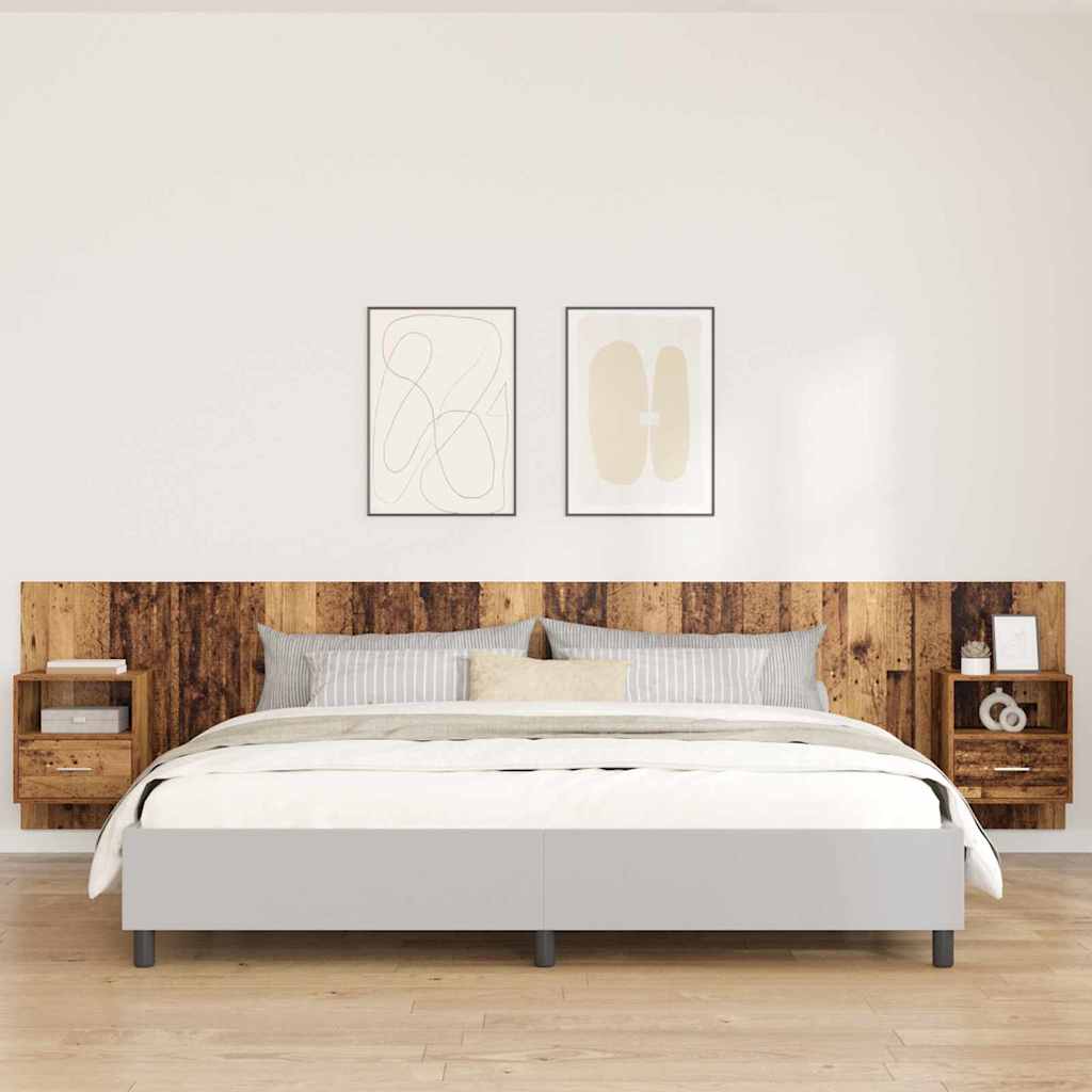 Kopfteil mit Schrank mit Schubladen 3 pcs Altholz Holzwerkstoff