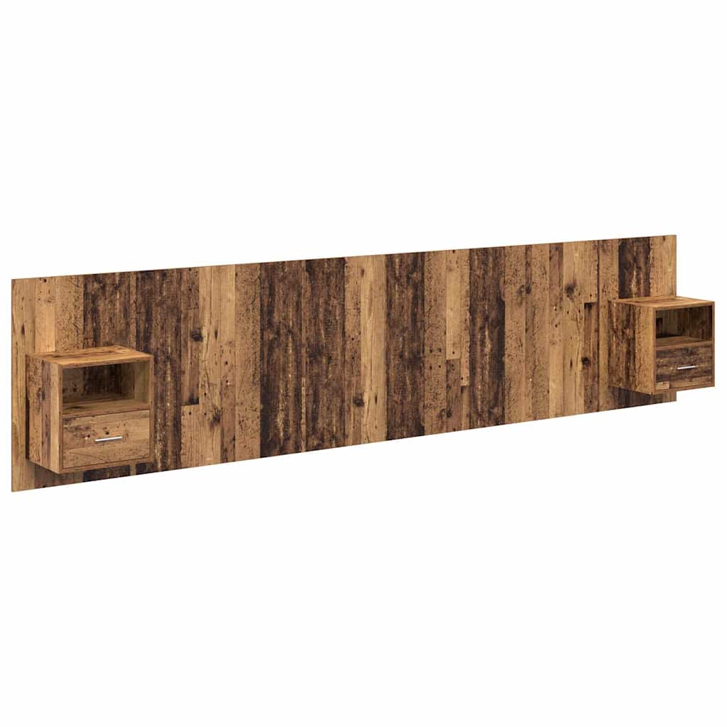 Kopfteil mit Schrank mit Schubladen 3 pcs Altholz Holzwerkstoff